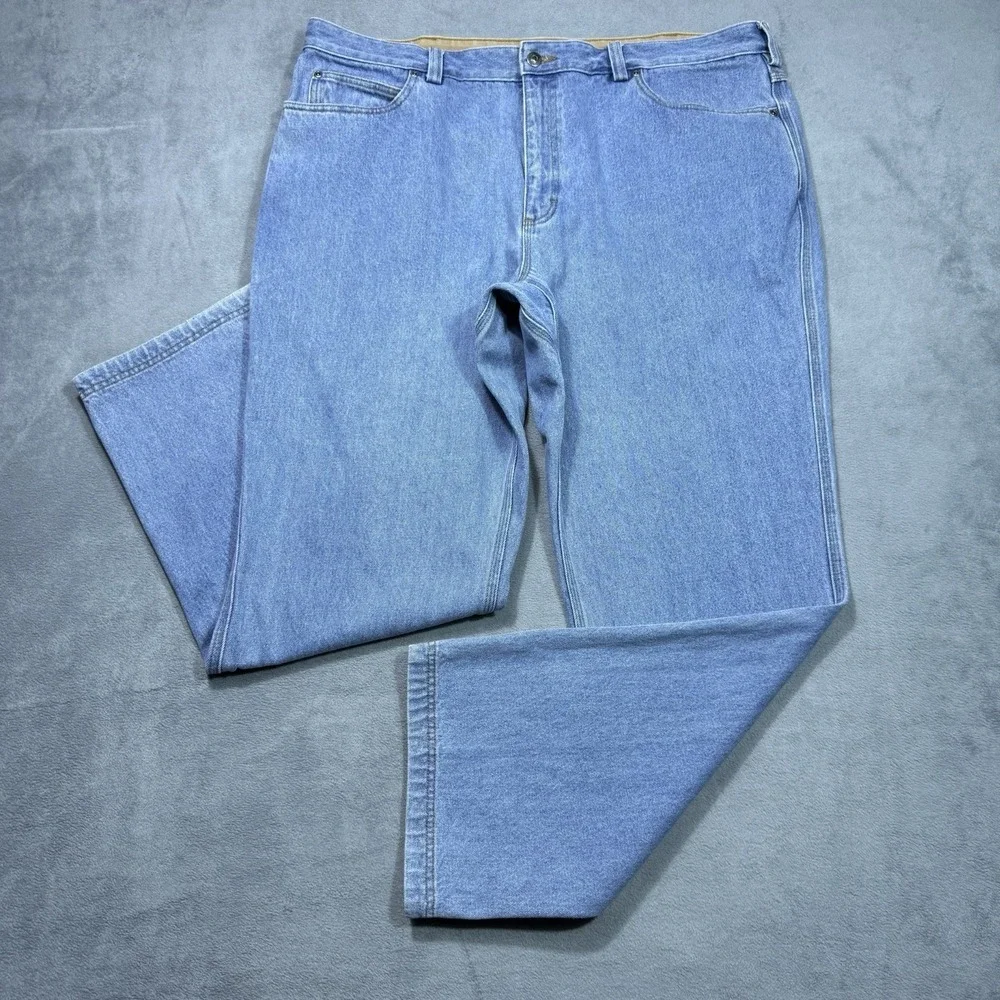 Duluth Trading Jeans Mens 42x32 Regular Fit Straight Leg Light Wash Garage Work